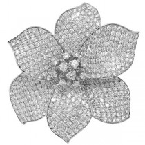 5.30ct 14k White Gold Diamond Pave Flower Ring