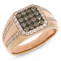1.15ct 14k Rose Gold White & Champagne Diamond Men's Ring
