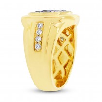 0.32ct Diamond & 0.53ct Blue Sapphire 14k Yellow Gold Men's Ring Size 7