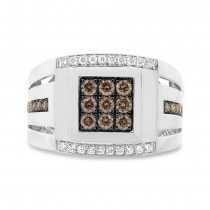 0.82ct 14k White Gold Champagne Diamond Men's Ring