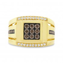 0.82ct 14k Yellow Gold Champagne Diamond Men's Ring