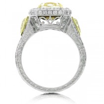 3.01ct Cushion Cut Center and 2.74ct Side 18k Two-tone Gold EGL Certified Natural Yellow Diamond Ring