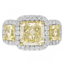 5.18ct 18k Two-tone Gold EGL Certified Radiant Cut Natural Fancy Yellow Diamond Ring