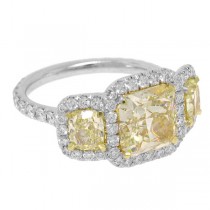 5.18ct 18k Two-tone Gold EGL Certified Radiant Cut Natural Fancy Yellow Diamond Ring