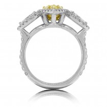 2.24ct Pear Shape Center and 1.60ct Side 18k Two-tone Gold GIA Certified Natural Yellow Diamond Ring