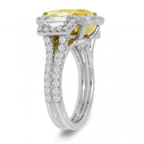 6.76ct 18k Two-tone Gold EGL Certified Cushion Cut Natural Fancy Yellow Diamond Ring