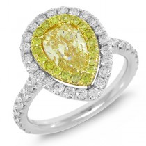 2.26ct 18k Two-tone Gold Pear Shape Natural Yellow Diamond Ring