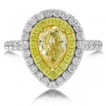2.26ct 18k Two-tone Gold Pear Shape Natural Yellow Diamond Ring