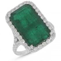 1.06ct Diamond & 9.91ct Emerald 18k White Gold Ring