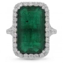 1.06ct Diamond & 9.91ct Emerald 18k White Gold Ring