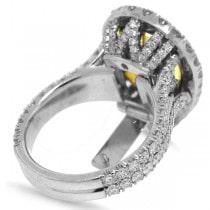 6.58ct Pear Cut Center and 2.95ct Side 18k Two-tone Gold GIA Certified Natural Yellow Diamond Ring