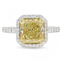 3.57ct 18k Two-tone Gold EGL Certified Radiant Cut Natural Yellow Diamond Ring