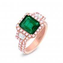 1.50ct Diamond & 2.85ct Emerald 18k Rose Gold GIA Certified Ring