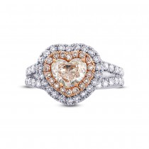1.02ct Heart Cut Center and 1.28ct Side 18k Two-tone Rose Gold GIA Certified Natural Pink Diamond Ring