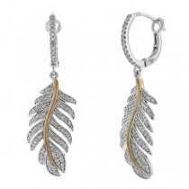 0.55ct 14k Two-tone R/g Diamond Feather Earrings