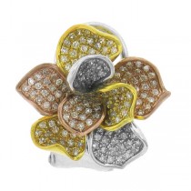 1.00ct 14k Three-tone Gold Diamond Flower Earrings