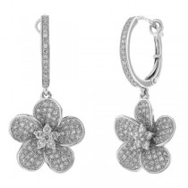 0.85ct 14k White Gold Diamond Flower Earrings