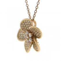 0.55ct 14k Rose Gold Diamond Flower Pendant Necklace