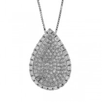 0.55ct 14k White Gold Diamond Pave Pendant Necklace