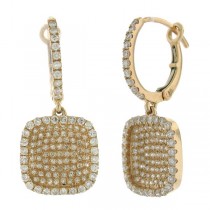 1.00ct 14k Rose Gold Diamond Pave Drop Earrings