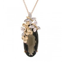 0.04ct Diamond & 9.85ct Smokey Topaz 14k Two-tone Rose Gold Pendant Necklace
