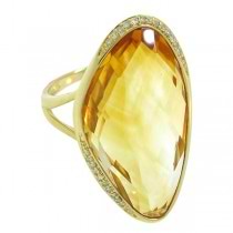 0.10ct Diamond & 19.65ct Citrine 14k Yellow Gold Ring