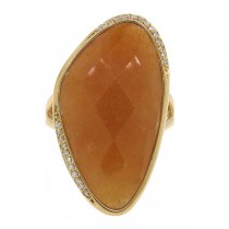 0.10ct Diamond & 17.57ct Peach Aventurine 14k Rose Gold Ring