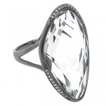0.10ct Diamond & 17.82ct White Topaz 14k Black Rhodium Ring