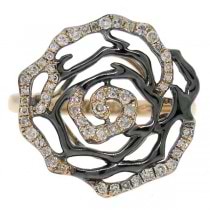 0.29ct 14k Two-tone Black Rhodium Gold Diamond Flower Ring