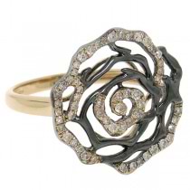 0.29ct 14k Two-tone Black Rhodium Gold Diamond Flower Ring