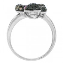 1.26ct Black & Champagne Diamond & 0.06ct Pink Sapphire 14k White Gold Snake Ring