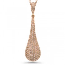 1.08ct 14k Rose Gold Diamond Pave Pendant Necklace