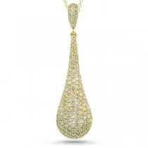 1.08ct 14k Yellow Gold Diamond Pave Pendant Necklace