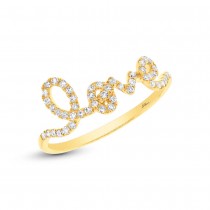 0.28ct 14k Yellow Gold Diamond ''Love'' Ring Size 5