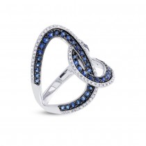 0.24ct Diamond & 0.83ct Blue Sapphire 14k White Gold Ring Size 6