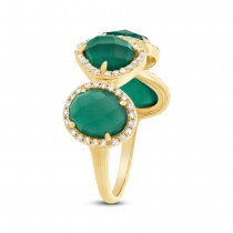 0.27ct Diamond & 3.80ct Green Agate 14k Yellow Gold Ring