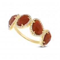 0.27ct Diamond & 3.70ct Red Agate 14k Yellow Gold Ring