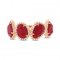 0.27ct Diamond & 3.75ct Red Agate 14k Rose Gold Ring
