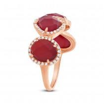 0.27ct Diamond & 3.75ct Red Agate 14k Rose Gold Ring
