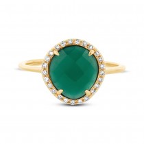 0.13ct Diamond & 1.95ct Green Agate 14k Yellow Gold Ring