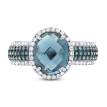 0.30ct Diamond & 3.54ct London Blue Topaz 14k White Gold Ring