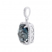 0.18ct Diamond & 3.79ct London Blue Topaz 14k White Gold Pendant Necklace