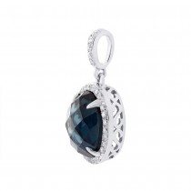 0.16ct Diamond & 3.44ct London Blue Topaz 14k White Gold Pendant Necklace