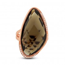 0.10ct Diamond & Smokey Topaz 14k Rose Gold Ring Size 6