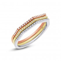 0.21ct 14k Three-tone Gold Diamond Lady's Ring 3-pc Size 4.5