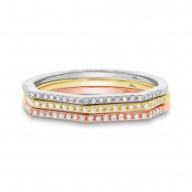 0.21ct 14k Three-tone Gold Diamond Lady's Ring 3-pc Size 4.5