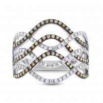 0.59ct 14k White Gold White & Champagne Diamond Lady's Ring