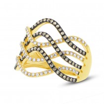 0.59ct 14k Yellow Gold White & Champagne Diamond Lady's Ring