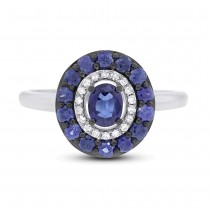0.08ct Diamond & 0.84ct Blue Sapphire 14k White Gold Ring