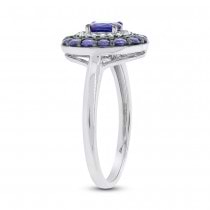 0.08ct Diamond & 0.84ct Blue Sapphire 14k White Gold Ring